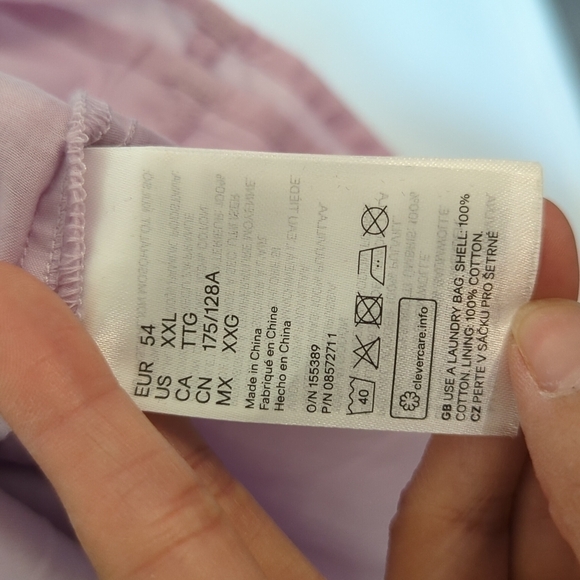 H&M Eyelet Puff Sleeve Dress Purple Sz XXL Square Neck Shift Silhouette Zip - Picture 9 of 9